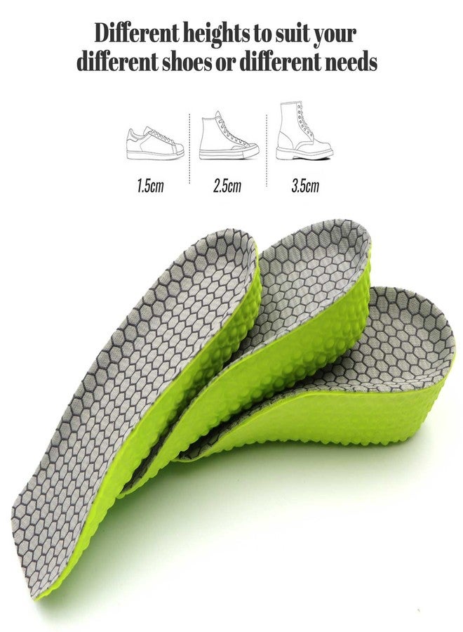 Yuheybe Height Increase Insoles for Men and Women, 3 Pairs Foot Arch Contour Shoes Lifts, Orthopedic Heel Lift Cushion Gel Leg Discrepancy Balancer (Green - 1.5cm 2.5cm 3.5cm) - Image 2